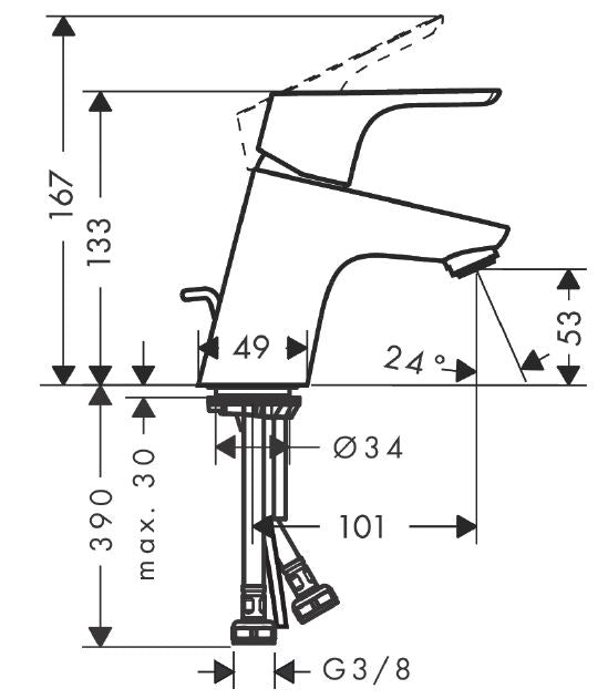 HANSGROHE  Focus Einhebel-Waschtischmischer 70 mit Zugstangen-Ablaufgarnitur