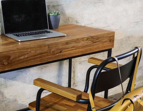 Schreibtisch aus Teak Holz Bauprofi