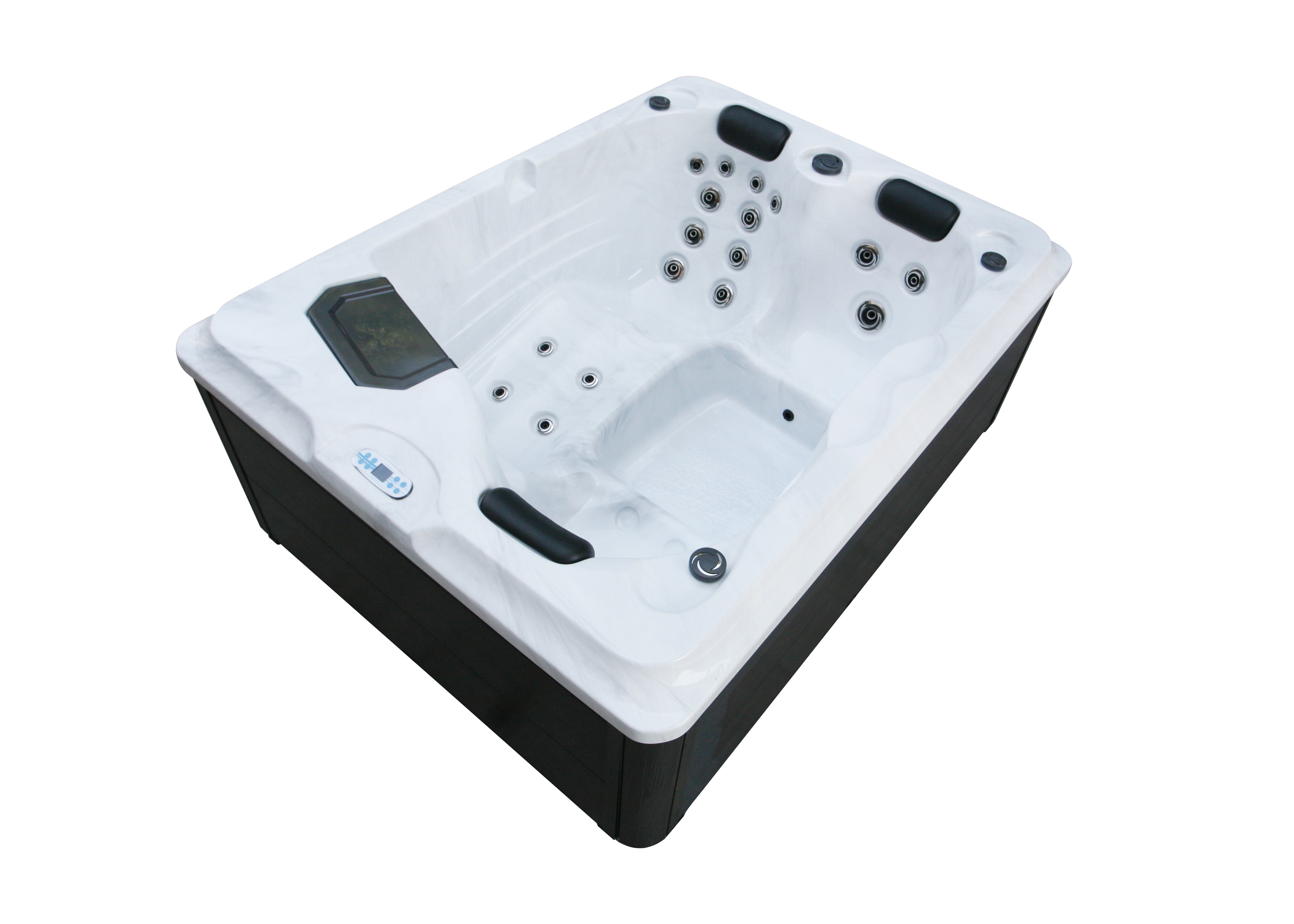 Sanotechnik Whirlpool Diablo mit 25 Massagedüsen für 3 Personen mit Bluetooth Audiosystem und LED Beleuchtung
