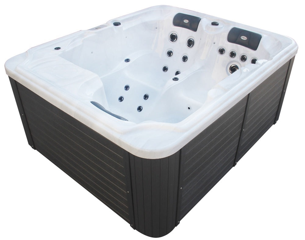 Sanotechnik Outdoor Whirlpool OASIS - Weiß - mit 30 Massagedüsen für 3 Personen, Radio, Lautsprecher, Bluetooth, LED Beleuchtung