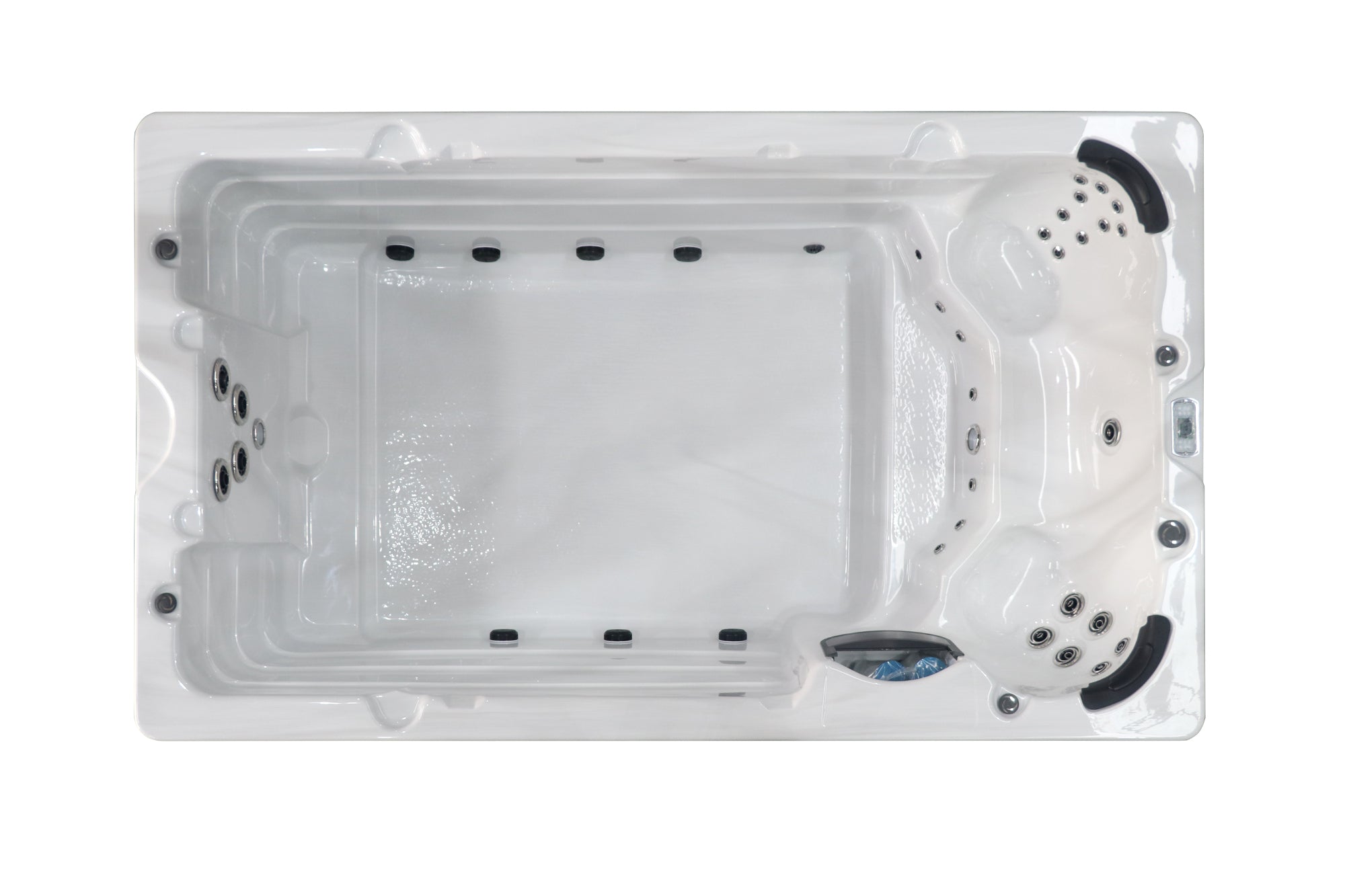 Sanotechnik Schwimm-Whirlpool IBIZA mit 27 Massagedüsen für 3 Personen mit WiFi-Steuersystem, Bluetooth Audiosystem und LED Beleuchtung
